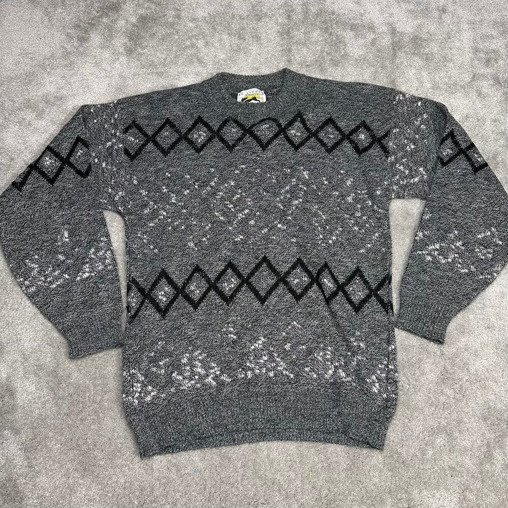 Vintage Men's Le Tigre Graphic Knit Sweater Size Medium Made in USA 1990s